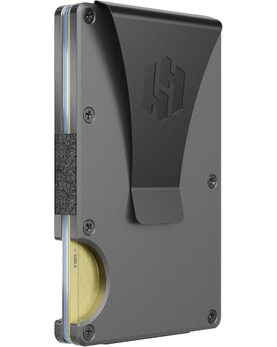 Image of Hayvenhurst Wallet for Men - Slim RFID Blocking Metal Wallet with Money Clip, Minimalist Front Pocket Credit Card Holder, Small Mens Wallet