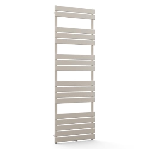 blumfeldt Badheizkörper - 890 W Wandmontierter Handtuchheizkörper Mit Mittigen Anschluss, Modernes Stahl-Design, Handtuchhalter Für Badezimmer & Wohnräume, 60x180 cm, Sand