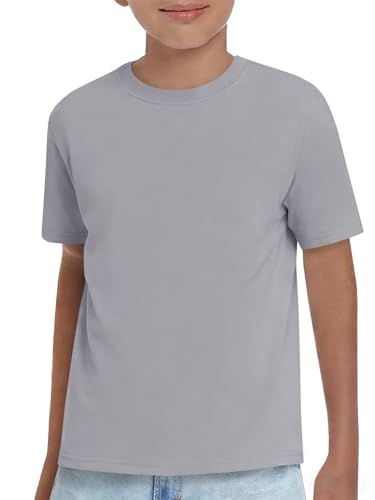 Boys T-Shirt Kids Basic Short Sleeve Shirts Solid Casual Tops Crewneck Tees