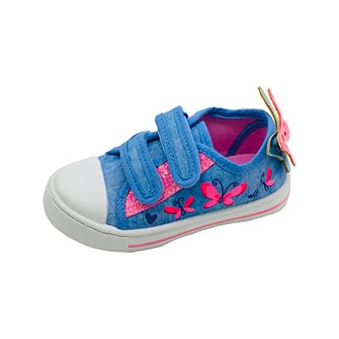 GladRags Girls Butterfly Canvas Pumps, Blue Cover