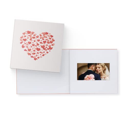 Heirloom Video Book - 5 HD Screen for Custom Memory Gift - Wedding Birthday Anniversary Mothers Day- 20 Min Video Photo Keepsake - USB Rechargeable- Heart