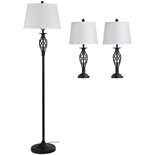 STILE CONTEMPORANEO: Il palo in acciaio con design arrotondato unito al paralume bianco donano un tocco elegante alla lampada da terra e da tavolo, per abbinarle senza problemi a ogni stile nella tua casa.