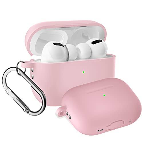 Olycism Funda Compatible con AirPods Pro 2 Funda Protectora de Silicona a Prueba de Golpes con Llavero para Apple Airpods Pro 2 LED Frontal Visible Funciona con Carga inalámbrica Rosado