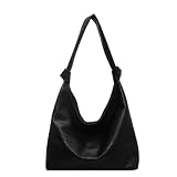 Vintage Slouchy Shoulder Hobo Bags for Women Trendy Soft PU Leather Clutch Purse Totes Handbags (Black,One Size) -  MININAI
