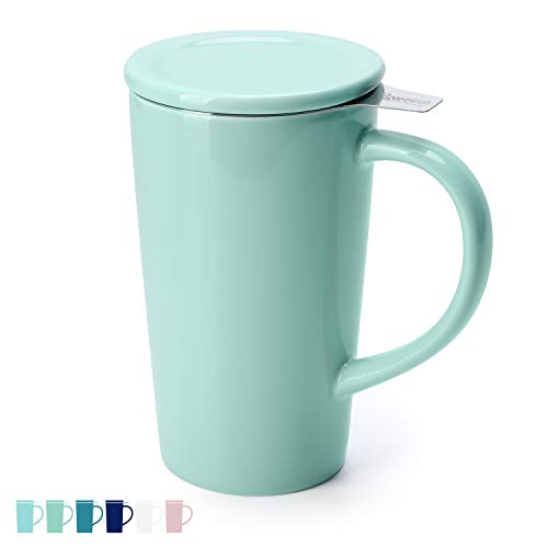 Sweese 202.109 Porcelain Tea Mug with Infuser and Lid, Ceramic Coffee Cocoa Cup
