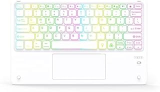 Bluetooth Keyboard with Touchpad,Mini Wireless Tablet Keyboard 7 Colors Backlit Compatible with Windows/Android/iOS, Stable Connection Keyboard for iPad,iPhone,Samsung,Huawei,Xiaomi,White