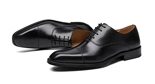 Santimon Men's Oxfords Formal Dress Genuine Leather Derby Modern Cap Toe Classic Fashion Business Casual Tuexdo Wedding Prom Comfortable Shoes for Men3