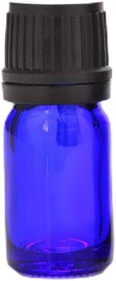Constore 5ml Cobalt Blue Glass Bottle For Essential Oil Empty Refillable Vials with Euro Dropper Orifice Reducer Liquid Perfume Dispenser Lab Vials Black Coarse Grained Cap-15 Pack