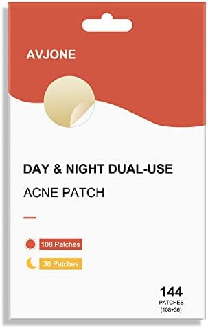 AVJONE Day and Night Hydrocolloid Acne Pimple Patch for Covering Zits and Blemishes, Spot Stickers for Face and Skin, Vegan - friendly and Not Tested on Animals (108+36 Patches)