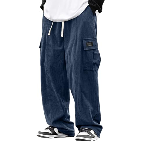 Mokaloha Pants, Mokaloha Mens Pants Vintage Corduroy Multi-Pocket Embroidered Logo Elastic Waist Work Trousers2