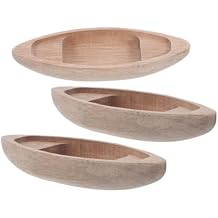 3Pcs Miniature Wooden Boat Models Small Canoe Decor for Dollhouse Nursery Tabletop Nautical Ornament Home Display