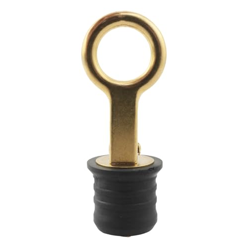 SQXBK Marine Brass Water Plugs for 1-1/4 Outlets Deck Seal Plugs Brass Snap Handle Rubber Buckle Tight Flip-Top Hull Plugs Marine Drain Plugs Stainless Steel Snap Handle with Rubber Boat Drain Plugs