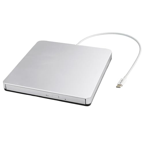 VikTck External USB-C SuperDrive DVD CD Drive Portable DVD CD Reader/Burner for Apple-MacBook Air/Pro/iMac/Mini/MacBook Pro/ASUS/DELL/Laptop with USB-C Port Plug and Play