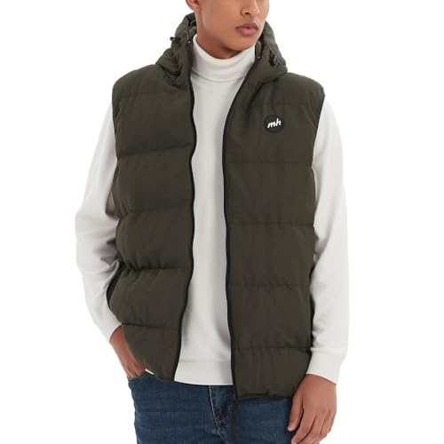 Image of MADHERO Men's Puffer Vest with Hood Water-Resistant Puffy Vests Outerwear Sleeveless Jacket