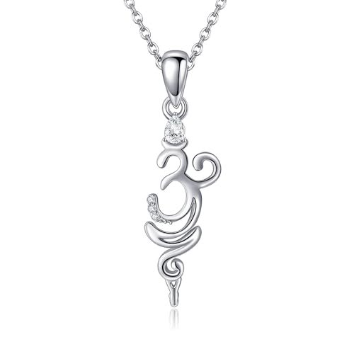 JERWLI Om Symbol Necklace 925 Sterling Silver Breathe Symbol Necklace Om Breath Pendant Breathing Necklace Breathlace Jewelry For Wome Female