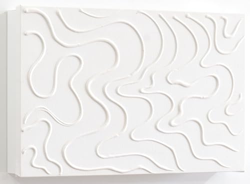 Tapa De Contador Pintada A Mano, Minimalista, Toda En Blanco, Con Relieve, 37x22x4 Cm 41x26x6 Cm Medida Exterior Ondas, 100 Original, Incluye Tornillos Y Tacos Para La Pared