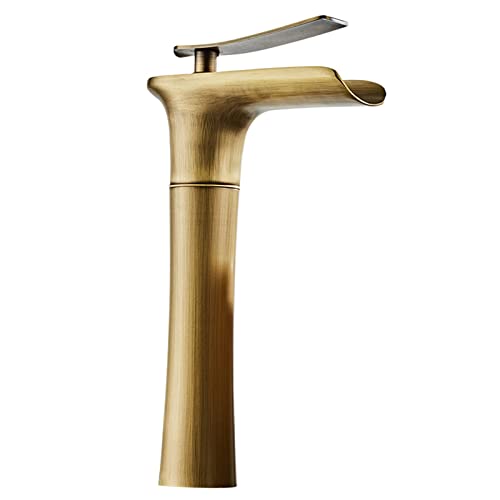 Robinetterie salle de bain monotrou avec poignée unique et jet cascade antique