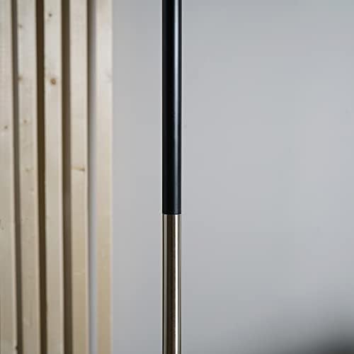 MiniSun Industrial Black and Chrome Metal Floor Lamp with a White Marble Base