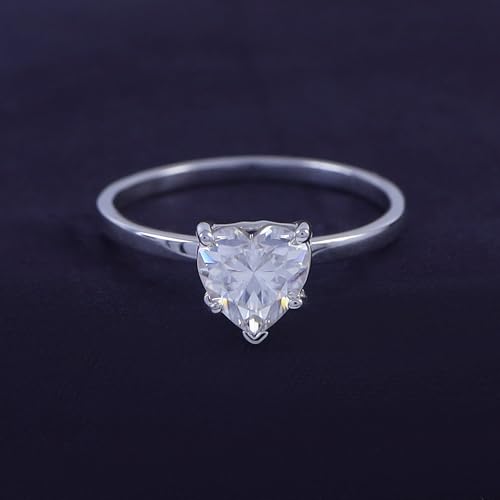 SAVEARTH DIAMONDS 1 Carat 6.5MM Heart Shape Lab Created Moissanite Diamond Solitaire Promise Ring For Women In 14K Gold Over Sterling Silver(VVS1 Clarity, 1.00 Cttw)3