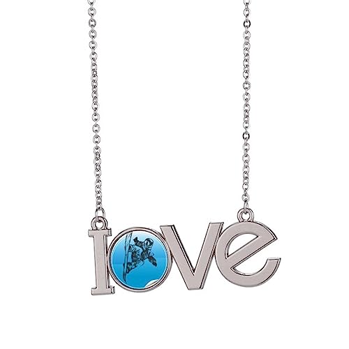 Collier sports d'hiver argenté avec pendentif bâtons de ski élégant taille M