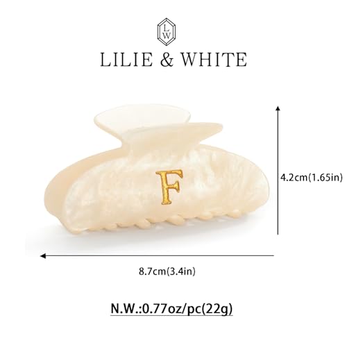 Image of LILIE&WHITE Acrylic Letter Hair Clips For Women Stylish F Initial Hair Claw Alphabet Hair Clip Fashion Glitter Monogram Claw Clip Elegant And Durable Hair Accessory Large Hair Clips F