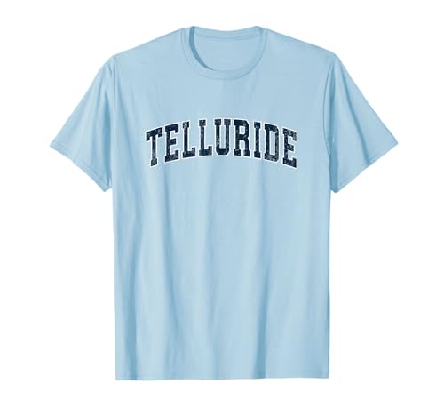 Telluride Colorado CO Vintage Deportes Diseño Azul Marino Camiseta