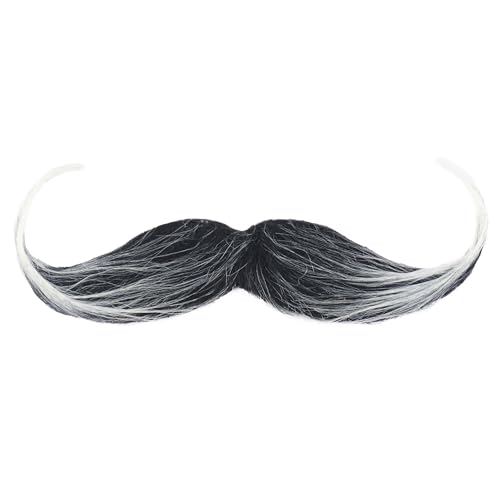 Cosela Grey Fake Beard and Mustache for Men False Stick On Handlebar Mustaches Self Adhesive Fake Facial Hair