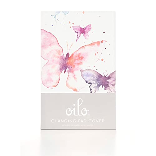 Image of Oilo Crib Sheet, Breathable 100% Turkish Cotton Fitted Jersey, 300 Thread Count, Machine Washable, Fits Standard Crib (28 inch x 52 inch x 6 inch), Toddler Bedding, Girl, Boy, & Neutral Nursery Design, Butterfly