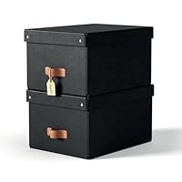 Leitz Puro Aufbewahrungsbox mit Deckel, Medium, 2er-Set, Box 17 L, stapelbar, Organizer-Box für Regale und Schränke, FSC-Karton, für Büro und Home Office, 26 x 35 x 20 cm, Schwarz, 61490095