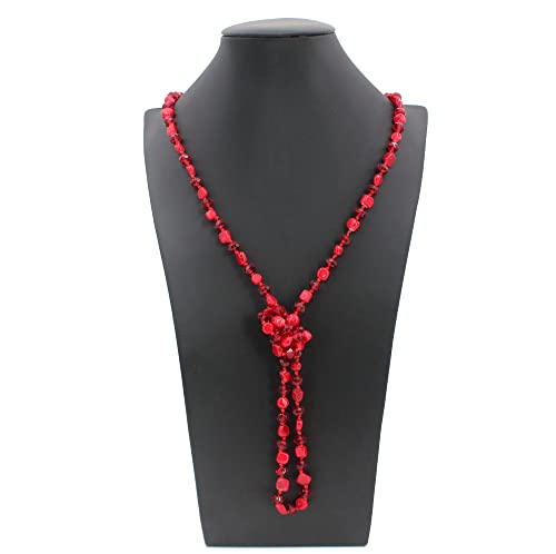Jules D. Long Beads Necklaces for Women Shell Crystal Beads Rope Knot Necklace Costume Jewelry for Gifts (Red) by Jules D. - Used condition - Image 2