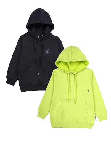 Image of KiddoPanti Unisex Solid Pullover Hooded Fleece Sweatshrit | Cotton Poly Fleece Fabric | Waist Length, Full Sleeve Hoodie | 2 Kangaroo Pockets | Winter Wear for Boys & Girls