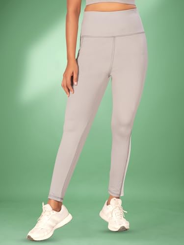 Image of Women's Polyester Blend Yoga Pants with High Rise Waist Stretch Fit Design Side Patti Slim Fit Style and Standard Length | Workout Track Pants | Joggers for GymRunning | Sports Top