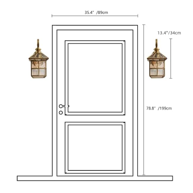 Milaii Copper Brass Outdoor Wall Lights,13.4 Exterior Lantern Light Fixture Waterproof Anti-Rust Wall Mount Lamp with Clear Glass E26 Socket Porch Light for Garage Entryway Patio Balcony