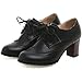 Produktbild SPONYBORTY Damen Vintage kleine Lederschuhe Lolita-Schuhe Leder klassisch zum Schnüren klobiger mittlerer Absatz runde Zehen Oxfords Kleid Party Pump-Schuhe open toe/A/38EU