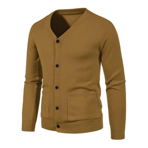 Men's Cardigan Long Sleeve V-Neck Button Knitted with Pockets Lightweight Solid Color Sweaters 6