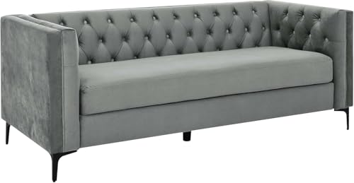 Image of Chesterfield Traditional 3 Seater Luxury Sofa Loving Sofa Button Tufted for Living Room, Guest Room, Bedroom, and Your Loving Space (Dark Grey)