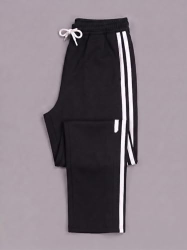 Image of Men's Relaxed Fit Solid Striped Pattern Lycra Blend Straight Trouser Pant with Standard Length and Elastic Band Closure Type | Trouser for Men Regular Fit | Loose Pant for Man