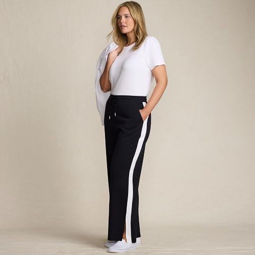 Lands' End Women's Knit High Rise Relaxed Straight Leg Side Stripe Pants4