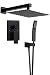 Homary Matte Black Wall Mounted Rain Shower Set 10" Square Shower Head Handheld Shower Modern Dual Function Shower Fixture for Bathroom, Solid Brass cUPC Listed with Rough-in Valve Body and Trim