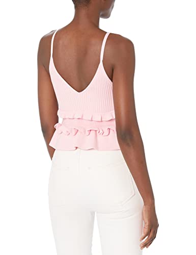 Bcbgeneration Women's Tiered Ruffle Peplum Sweater Tank Top, Peony, Large #TOP1