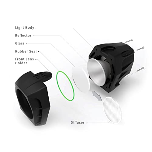 Bright Eyes Fully Waterproof 1600 Lumen Rechargeable Mountain, Road Bike Headlight, 6400mAh Battery (Now 5+ Hours on Bright Beam). Comes w/Free Diffuser Lens and Free TAILLIGHT