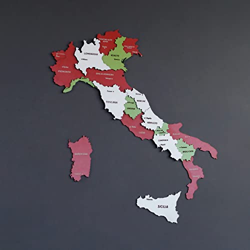 Décor mural en bois Italie 3D drapeau 90x77 cm Colorfull Worlds