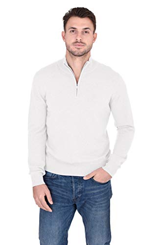 Cashmeren Men’s Mock Neck Half Zip Polo Sweater 100% Pure Cashmere Long Sleeve High Neck Pullover - Main Image