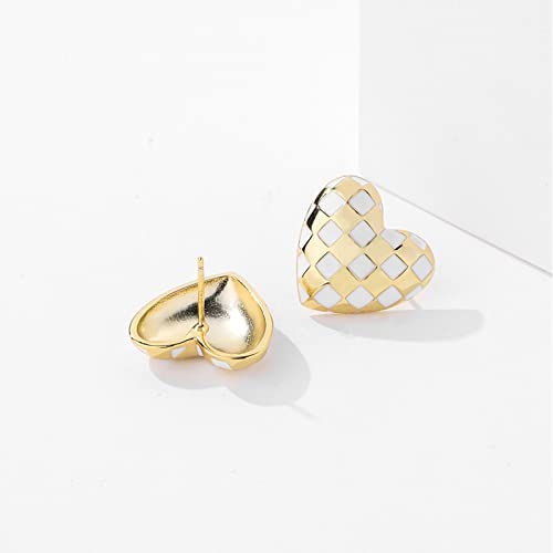 YCTTKDD Orecchini da Donna Orecchini a Bottone in Argento Sterling con Mosaico a Cuore Nero per Donna Nuovi Gioielli insoliti con Orecchini in Oro
