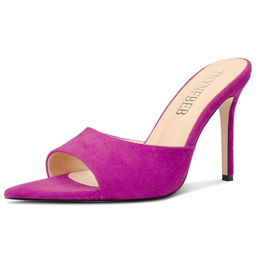 Image of TNYNFBEB Womens Stiletto High Heel Pointed Open Toe Sandals Mules Shoes Slingback Slip-on Prom Party Dress Summer 3.9 Inches Heels