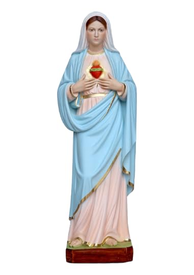 Generico ArteSacraCaravaggio Statua Sacro Cuore di Maria cm 30 in resina decorata a mano di produzione artigianale italiana