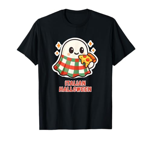 Divertente maglietta italiana Halloween – Cute Pizza Ghost tee Maglietta