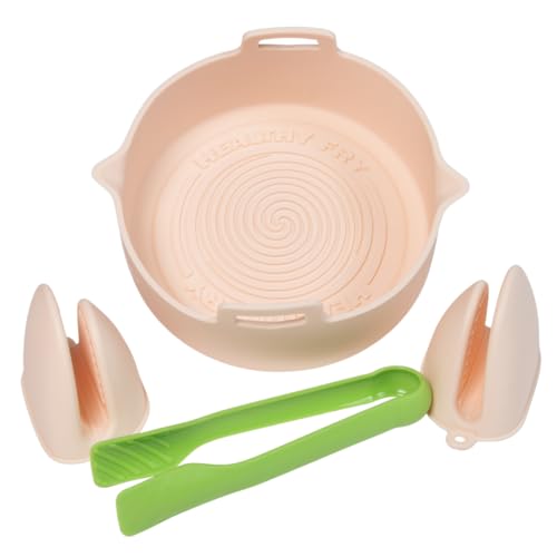 Teglia per Friggitrice ad Aria 20 cm Rotonda | Teglia Friggitrice ad Aria in silicone con Maniglie | Accessori Friggitrice ad Aria Inclusi | Contenitore per Friggitrice ad Aria | Air Fryer BPA Free