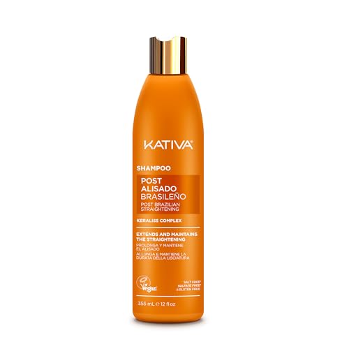 KATIVA Shampoo Post Lisciatura – Mantenimento e Prolungamento dell’Effetto Liscio, con Keraliss Complex, Detersione Delicata Senza Solfati, Vegano, 355 ml