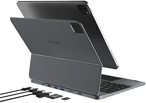 doqo Keyboard Case for iPad Air 10.9-inch 5th/4th,iPad Pro 11-inch 2022 4th/2021 3rd/2020 2nd/2018 1st Gen with 7 in 1 Hub Docking Station/Touchpad, HDMI Extend Magnetic Floating Cantilever Stand